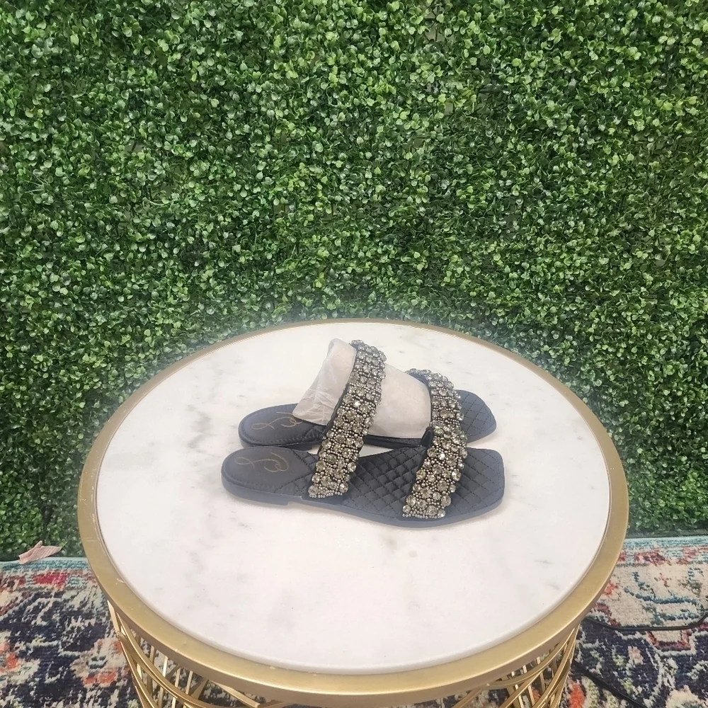Sam Edelman Women's Ezel Black Crystal Embellished Sandals - Size 7.5